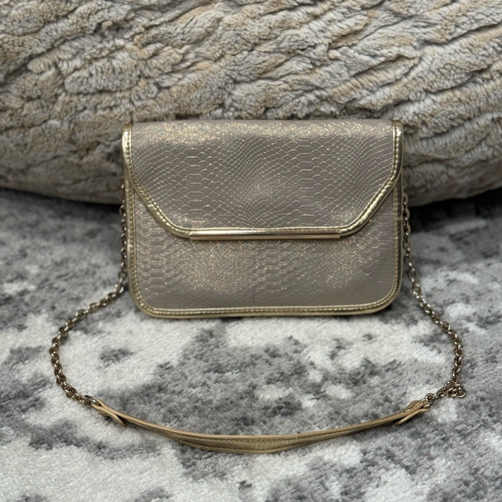 Ivanka Trump Evening Gold Metalic Shimmer Powder Leather Handbag